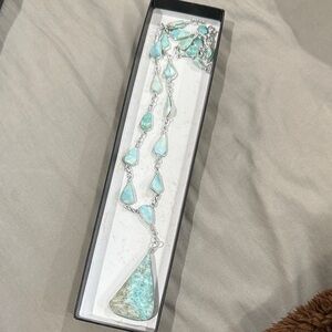 Elegant Silver and Blue Teardrop Necklace